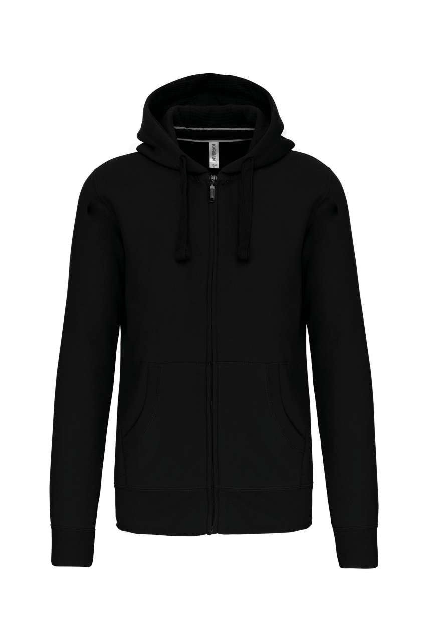 MEN'S FULL ZIP HOODED SWEATSHIRT - Black - Main