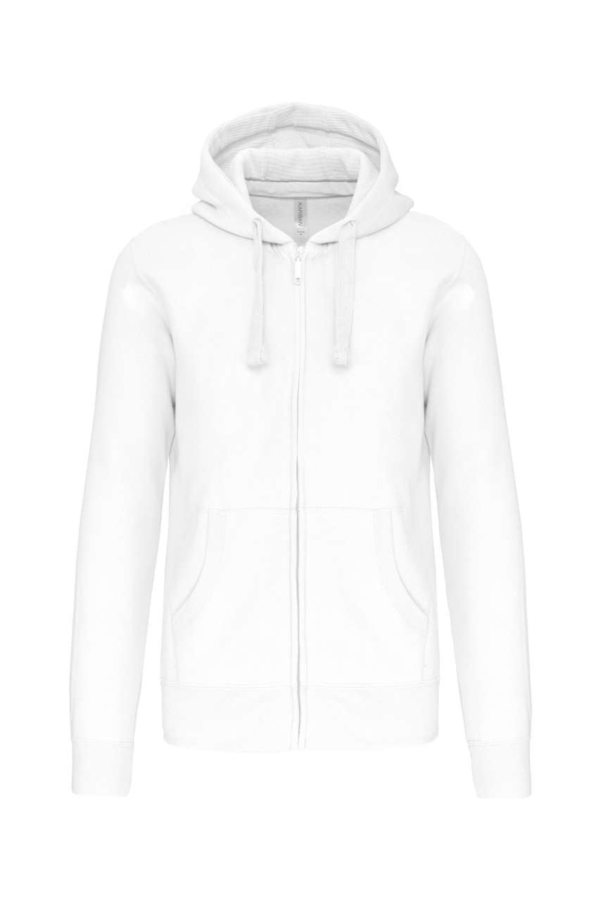 MEN'S FULL ZIP HOODED SWEATSHIRT - White - Main