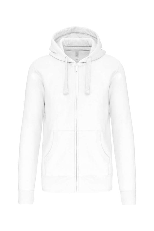 MEN'S FULL ZIP HOODED SWEATSHIRT - White - Main