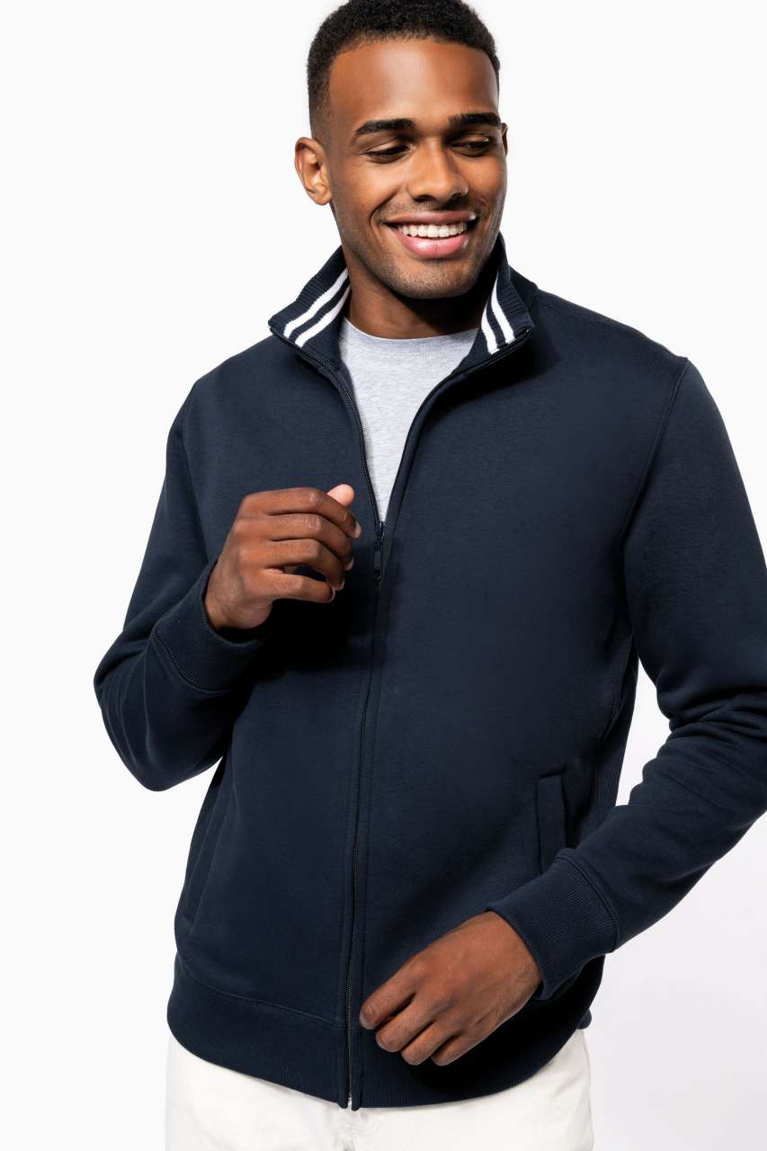 MEN'S FULL ZIP SWEAT JACKET - Black - Model