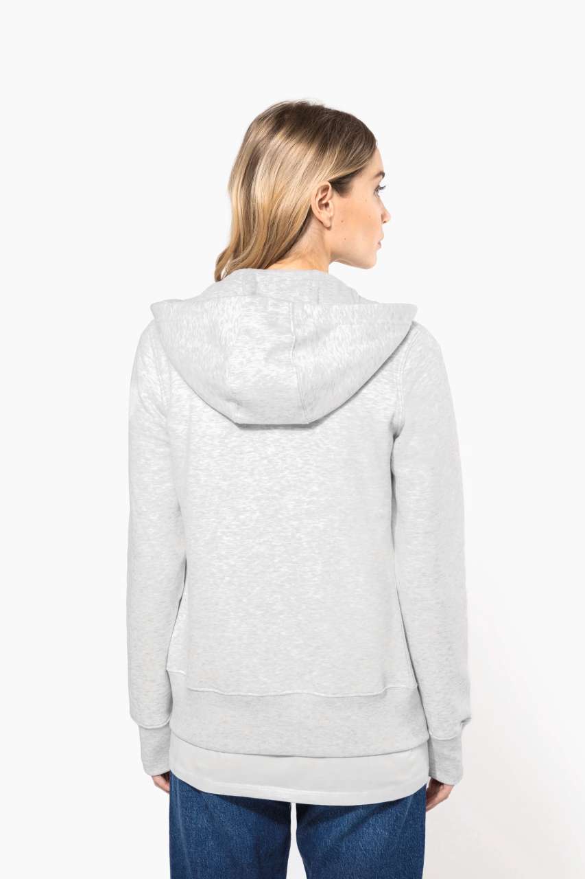 LADIES' FULL ZIP HOODED SWEATSHIRT - White - Additional
