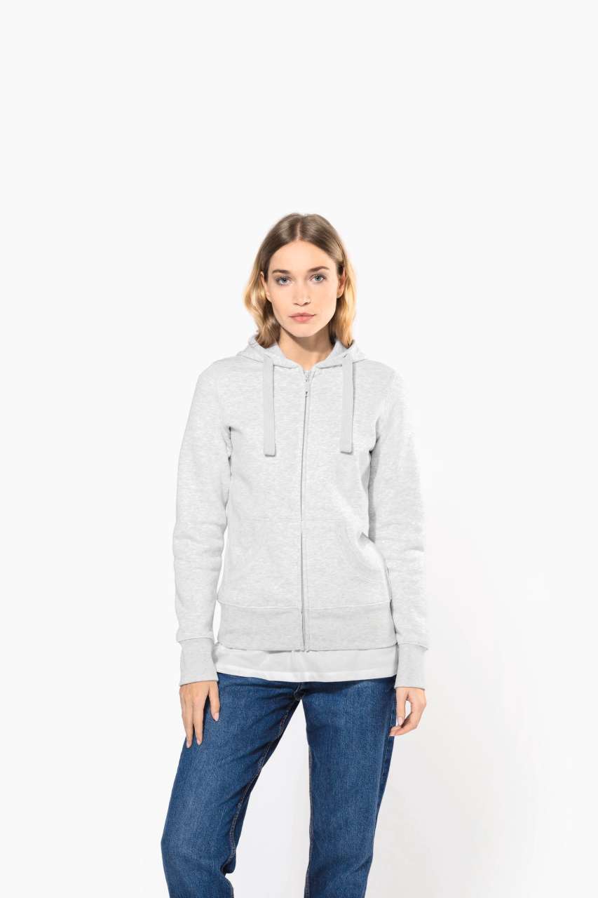 LADIES' FULL ZIP HOODED SWEATSHIRT - White - Additional