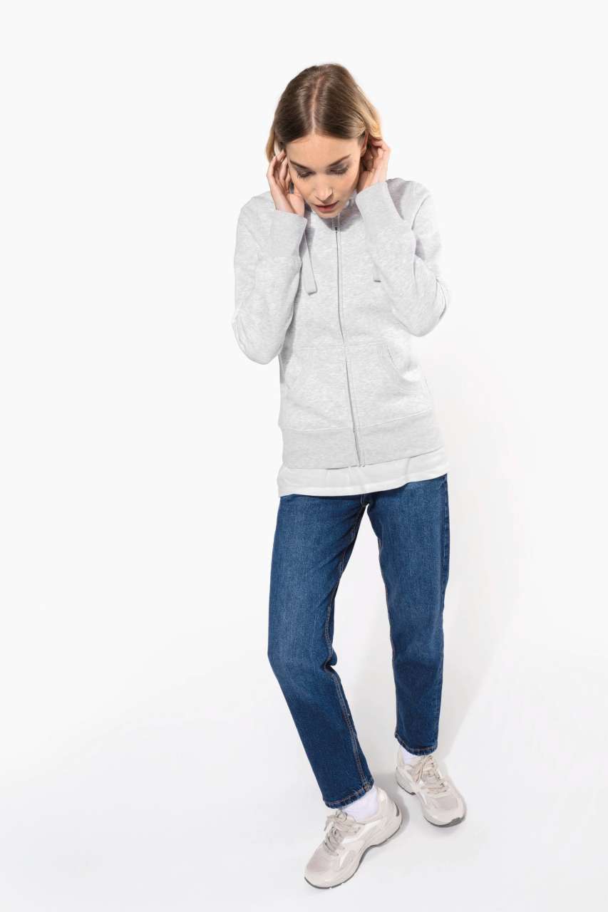LADIES' FULL ZIP HOODED SWEATSHIRT - Black - Additional
