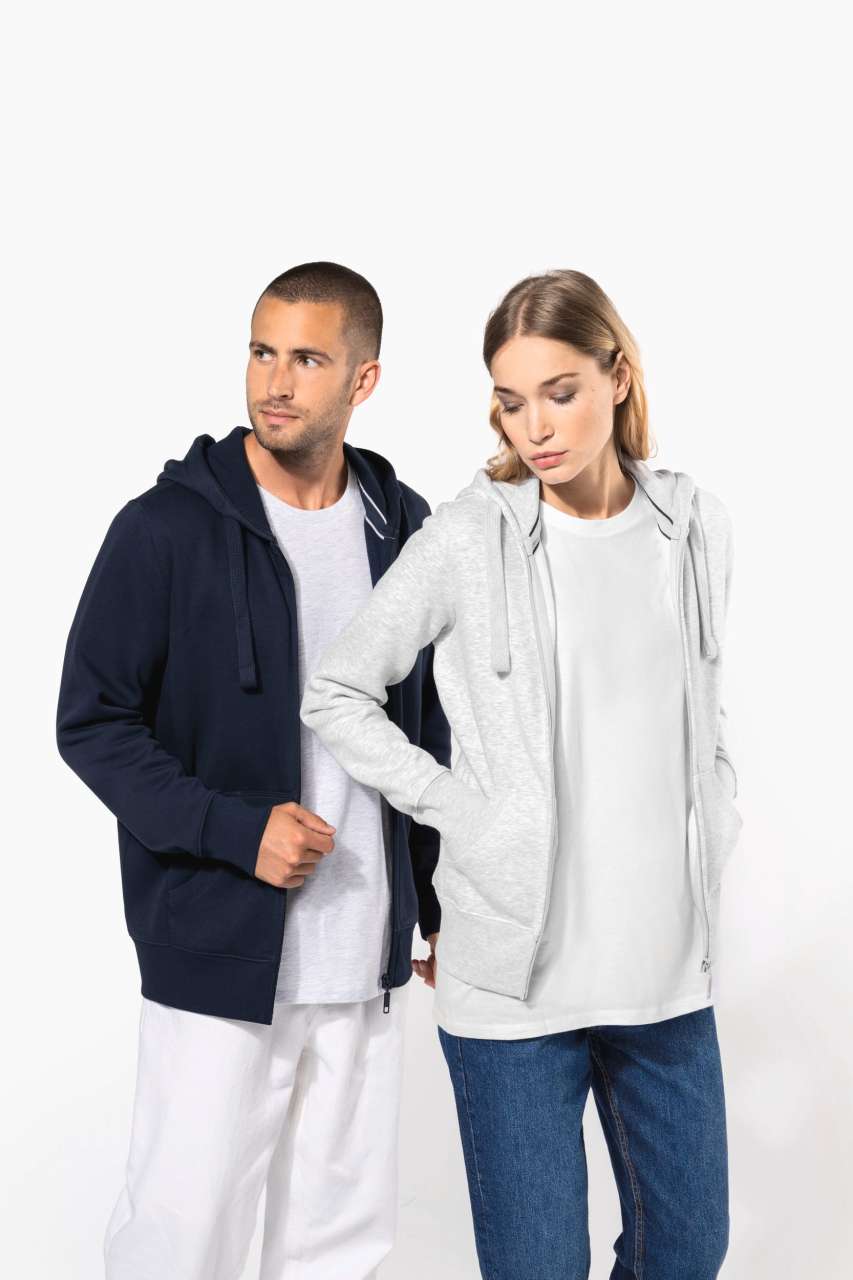 LADIES' FULL ZIP HOODED SWEATSHIRT - Black - Additional