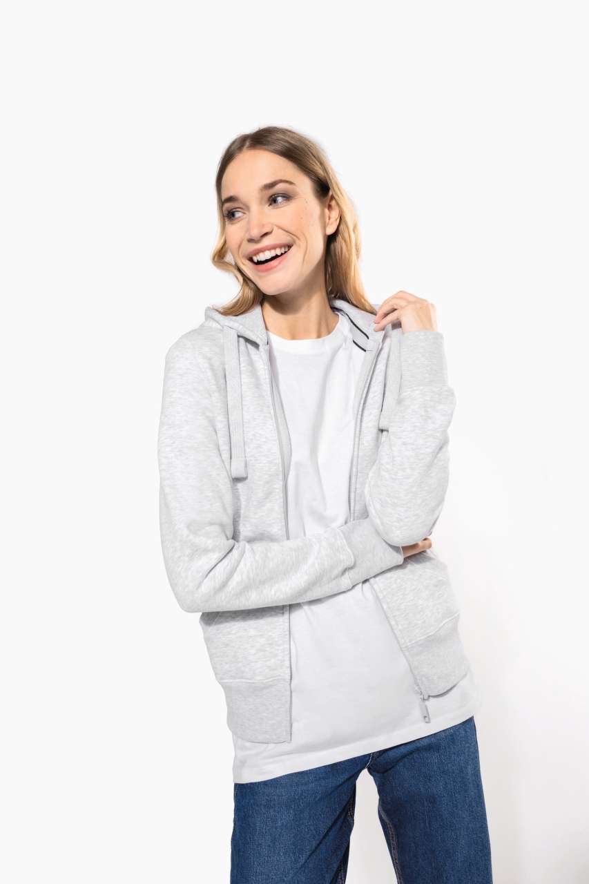LADIES' FULL ZIP HOODED SWEATSHIRT - Black - Model