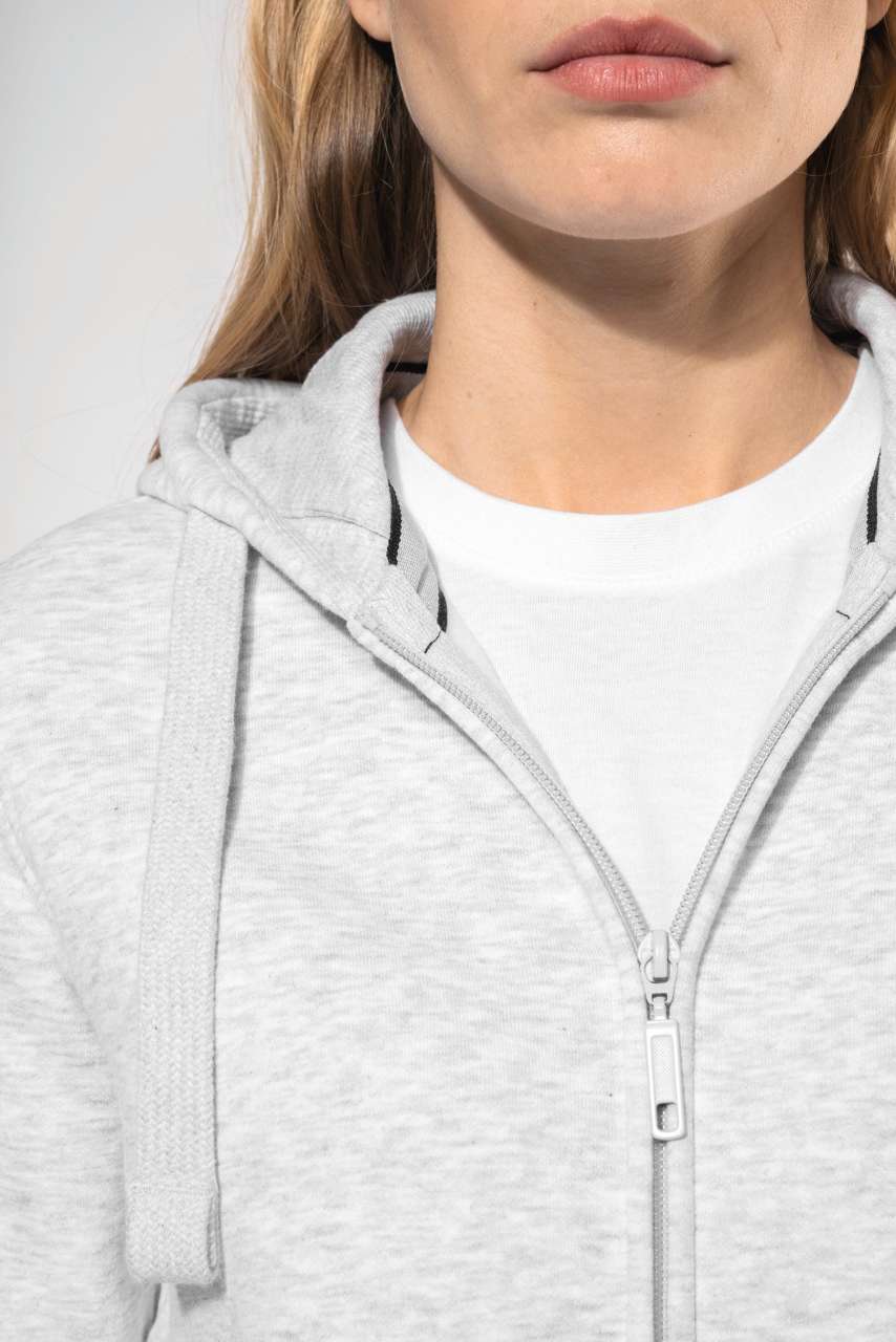 LADIES' FULL ZIP HOODED SWEATSHIRT - White - Additional