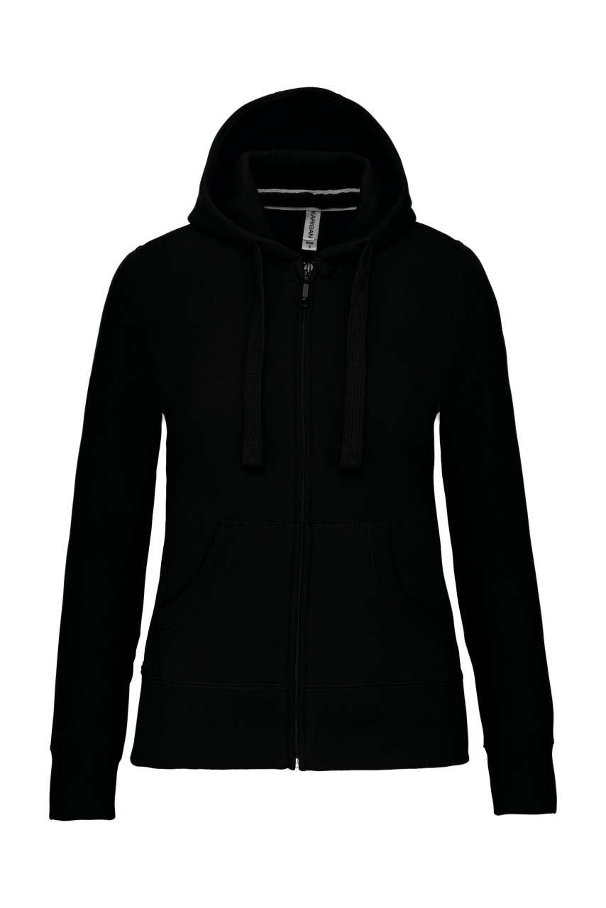LADIES' FULL ZIP HOODED SWEATSHIRT - Black - Main