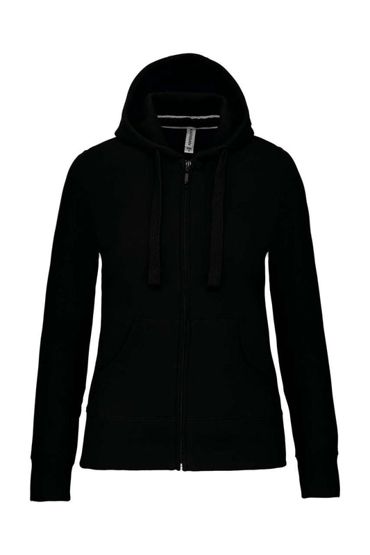 LADIES' FULL ZIP HOODED SWEATSHIRT - Black - Main