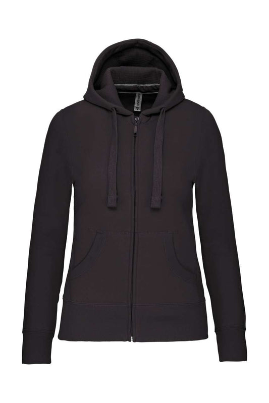 LADIES' FULL ZIP HOODED SWEATSHIRT - Dark Grey - Main