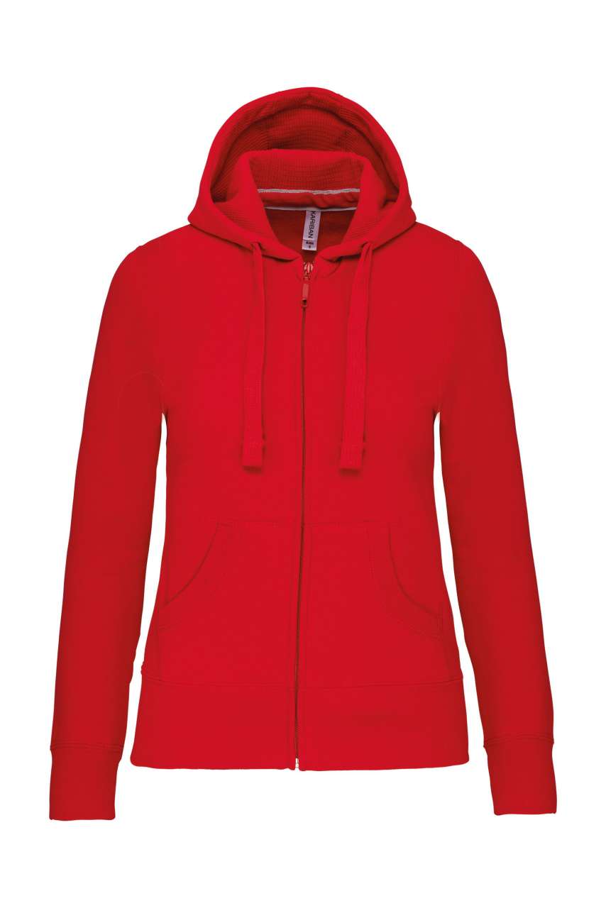 LADIES' FULL ZIP HOODED SWEATSHIRT - Red - Main