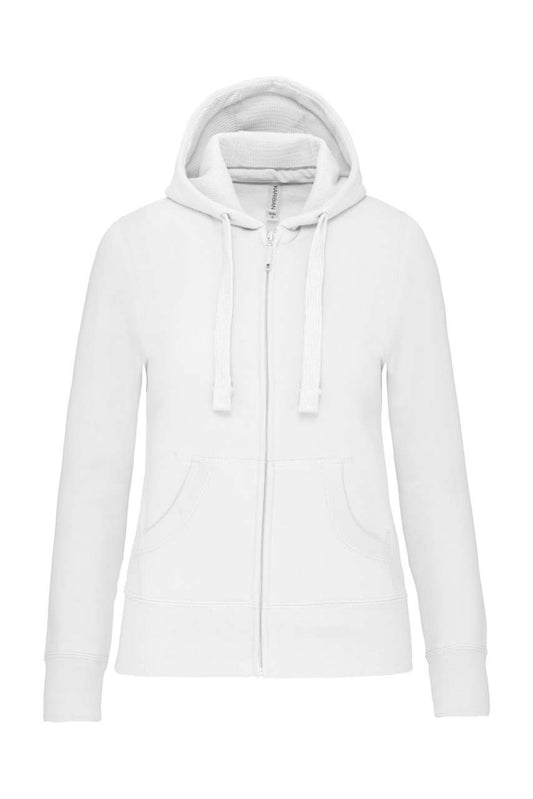 LADIES' FULL ZIP HOODED SWEATSHIRT - White - Main