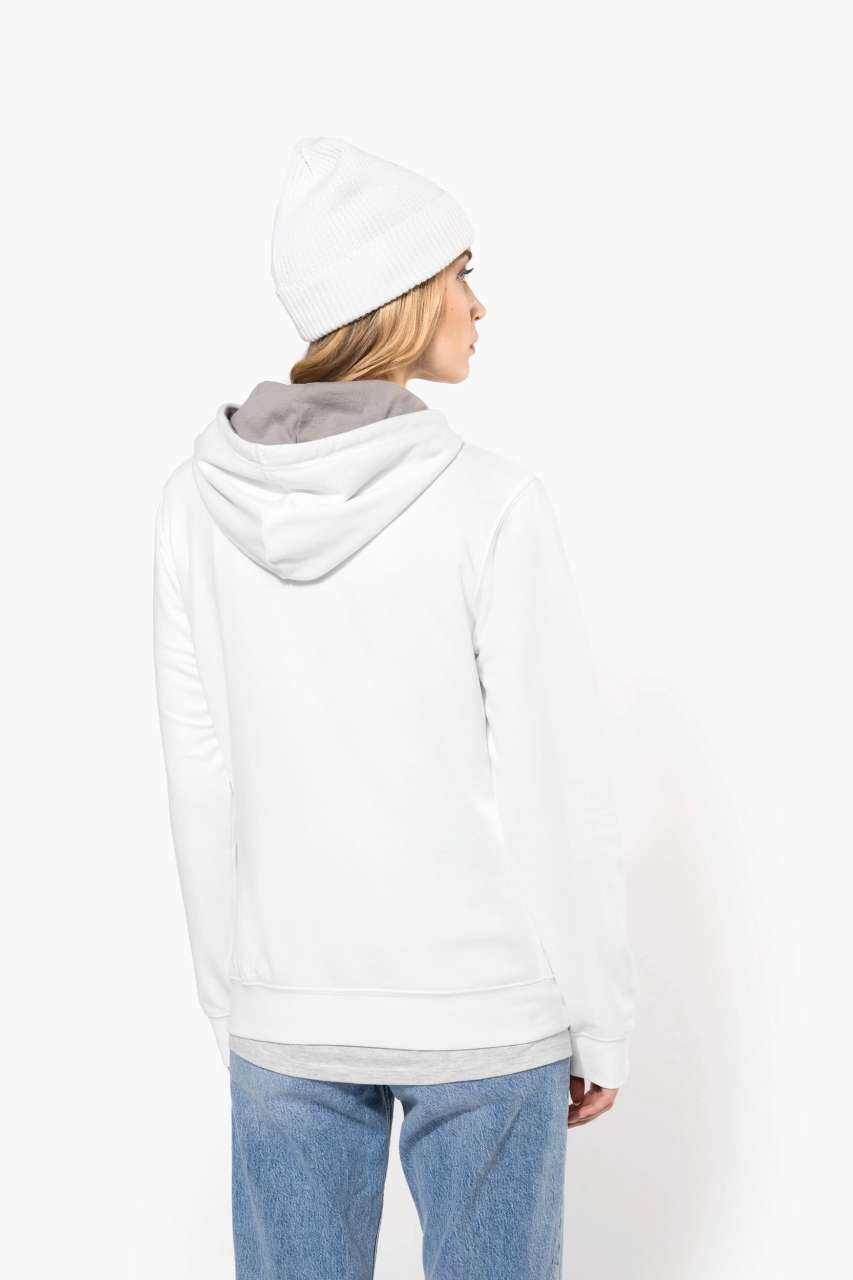 LADIES’ CONTRAST HOODED SWEATSHIRT - Tropical Blue/White - Additional