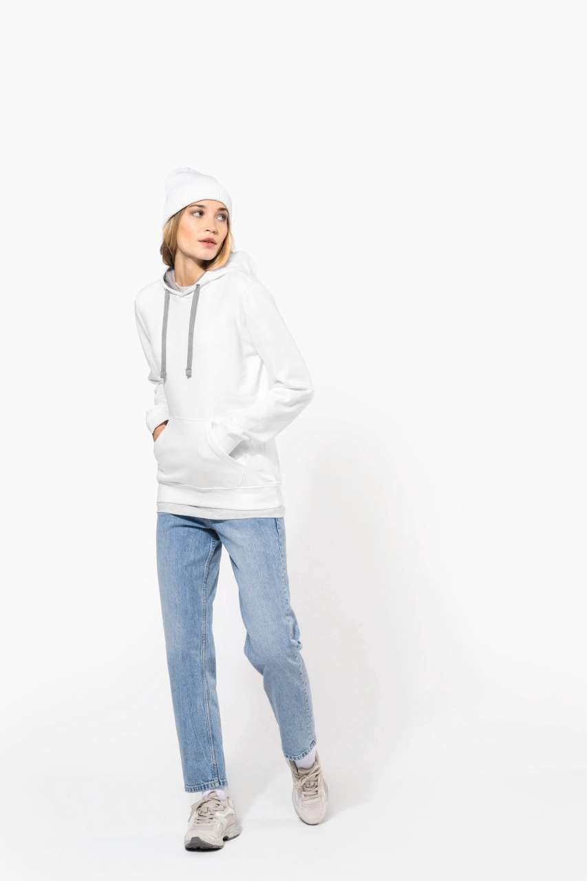 LADIES’ CONTRAST HOODED SWEATSHIRT - Black/Fine Grey - Additional