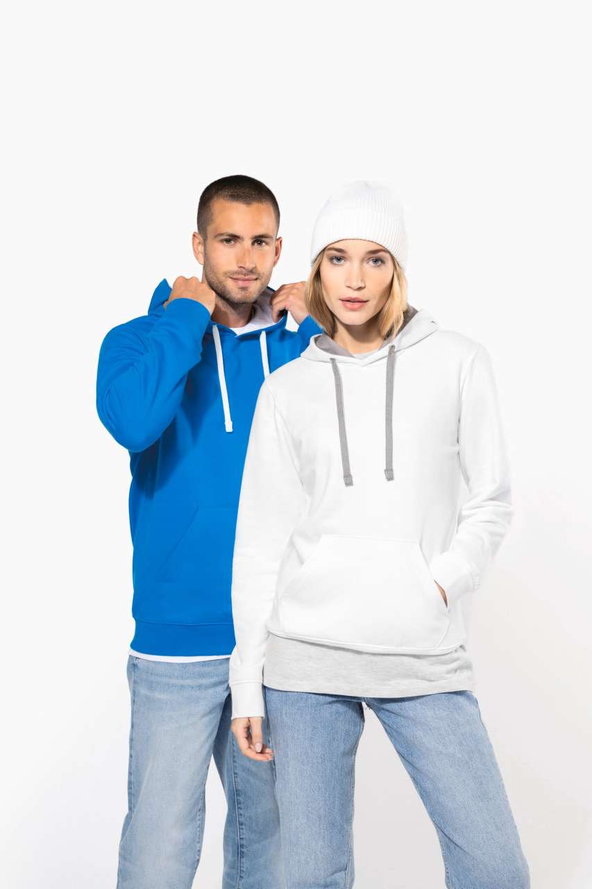 LADIES’ CONTRAST HOODED SWEATSHIRT - Black/Fine Grey - Additional