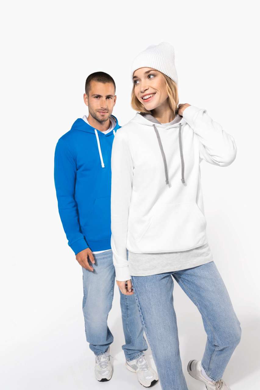 LADIES’ CONTRAST HOODED SWEATSHIRT - Black/Fine Grey - Additional