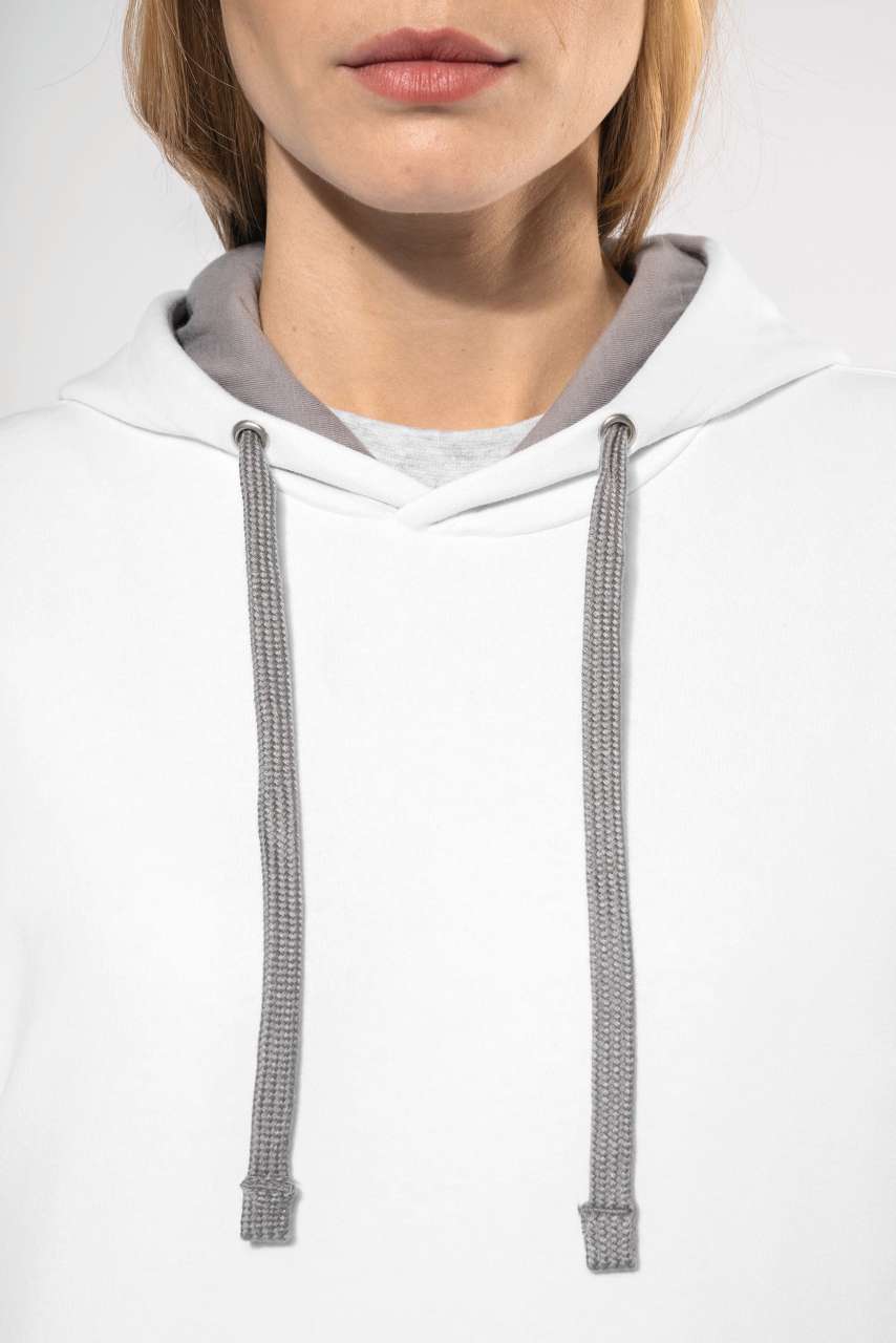LADIES’ CONTRAST HOODED SWEATSHIRT - Black/Fine Grey - Additional