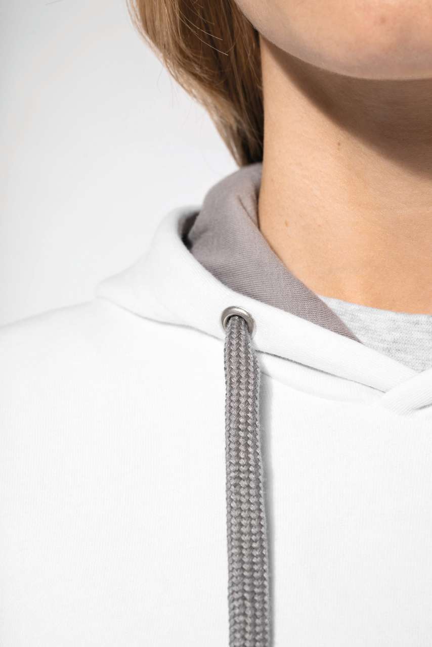 LADIES’ CONTRAST HOODED SWEATSHIRT - Black/Fine Grey - Additional