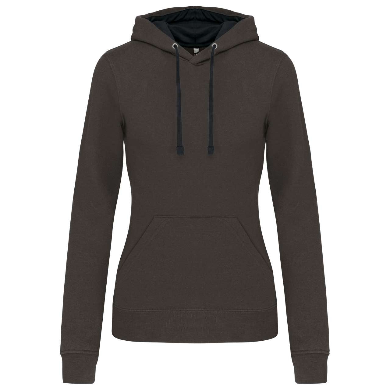 LADIES’ CONTRAST HOODED SWEATSHIRT - Dark Grey/Black - Main