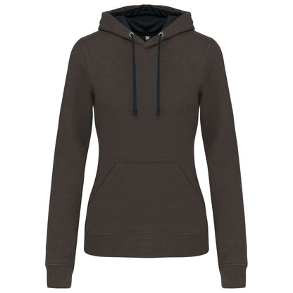 LADIES’ CONTRAST HOODED SWEATSHIRT - Dark Grey/Black - Main