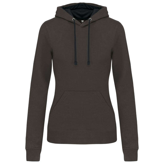LADIES’ CONTRAST HOODED SWEATSHIRT - Dark Grey/Black - Main