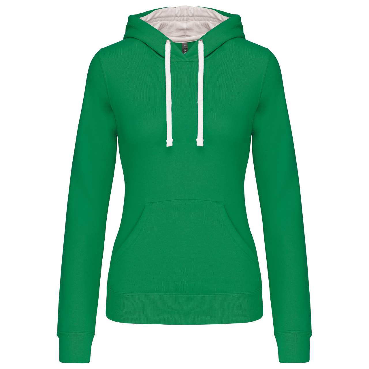 LADIES’ CONTRAST HOODED SWEATSHIRT - Light Kelly Green/White - Main