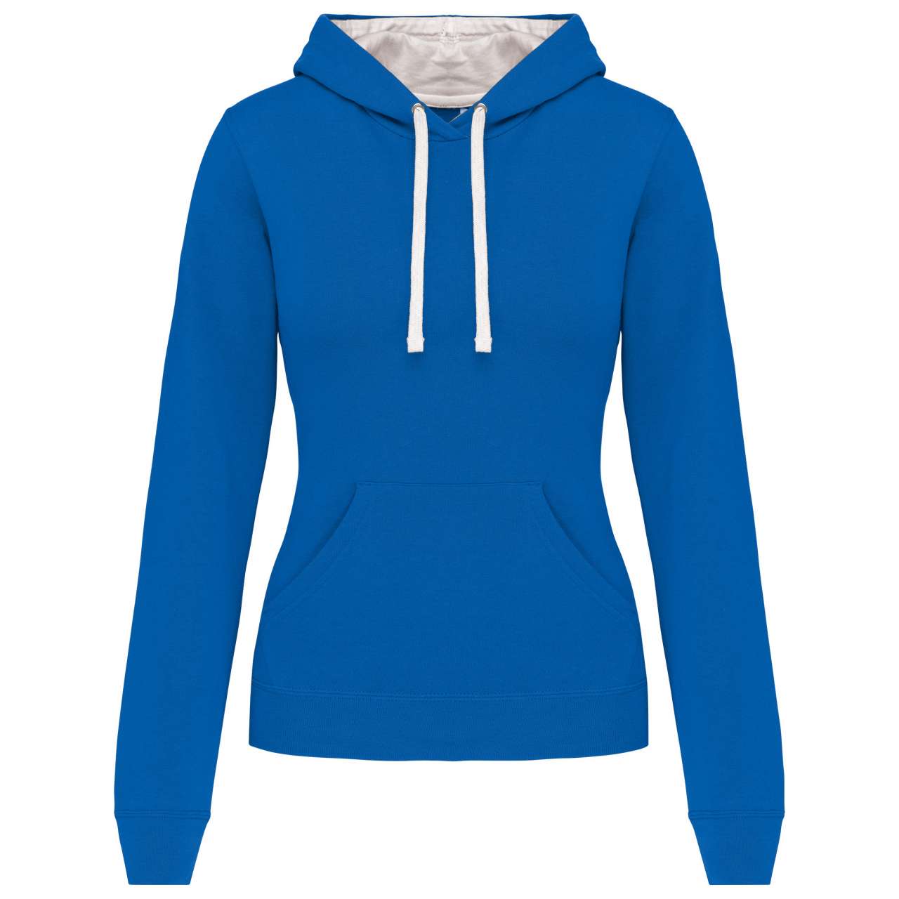 LADIES’ CONTRAST HOODED SWEATSHIRT - Light Royal Blue/White - Main