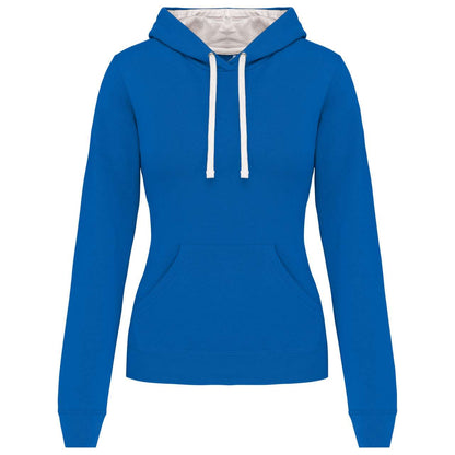 LADIES’ CONTRAST HOODED SWEATSHIRT - Light Royal Blue/White - Main