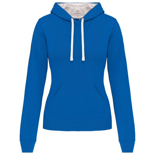 LADIES’ CONTRAST HOODED SWEATSHIRT - Light Royal Blue/White - Main
