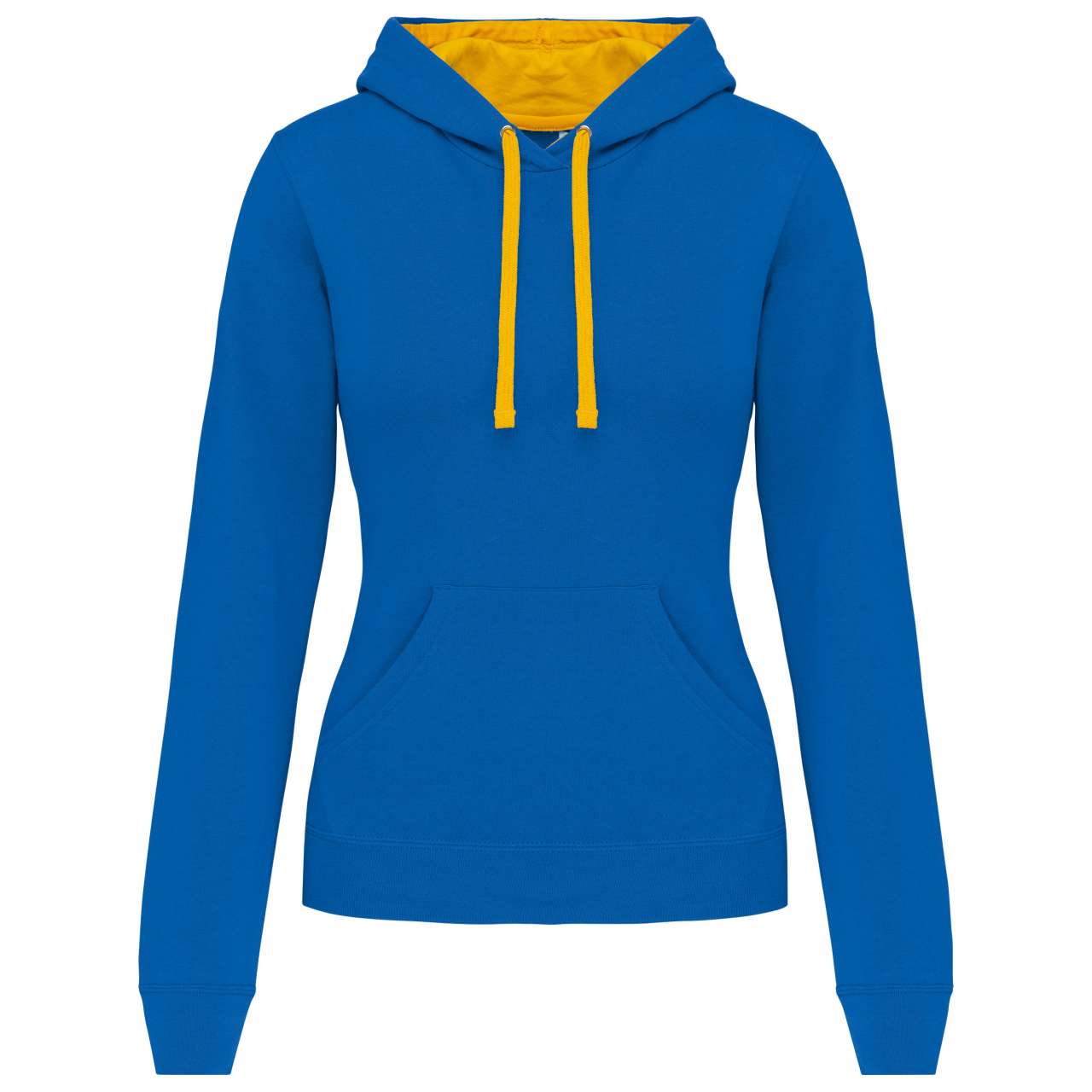 LADIES’ CONTRAST HOODED SWEATSHIRT - Light Royal Blue/Yellow - Main