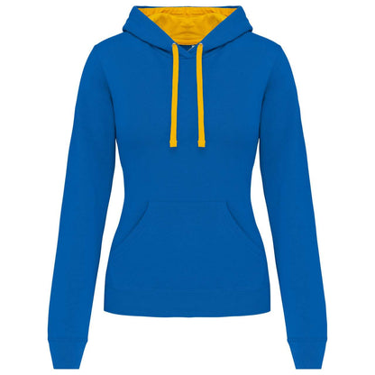 LADIES’ CONTRAST HOODED SWEATSHIRT - Light Royal Blue/Yellow - Main