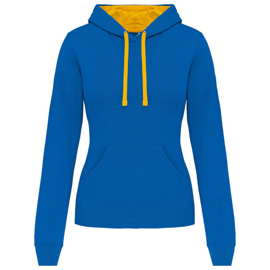 LADIES’ CONTRAST HOODED SWEATSHIRT - Light Royal Blue/Yellow - Main