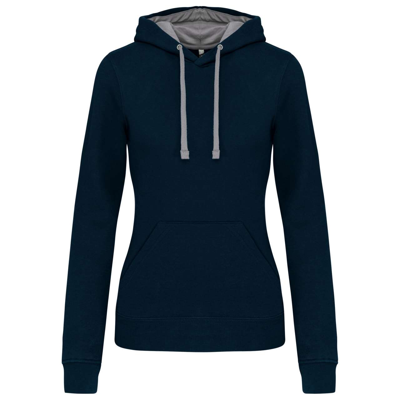 LADIES’ CONTRAST HOODED SWEATSHIRT - Navy/Fine Grey - Main