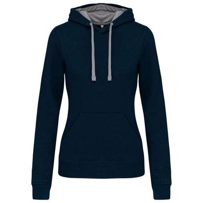 LADIES’ CONTRAST HOODED SWEATSHIRT - Navy/Fine Grey - Main