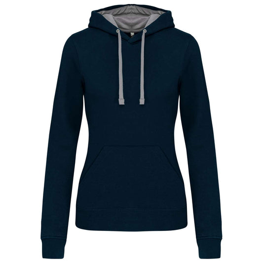 LADIES’ CONTRAST HOODED SWEATSHIRT - Navy/Fine Grey - Main