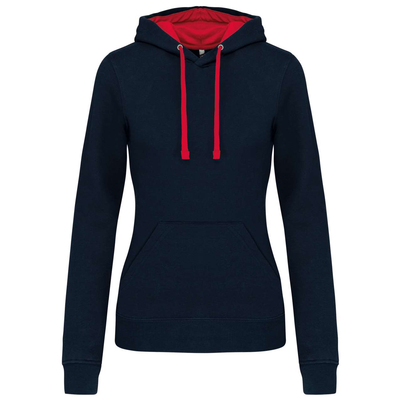 LADIES’ CONTRAST HOODED SWEATSHIRT - Navy/Red - Main