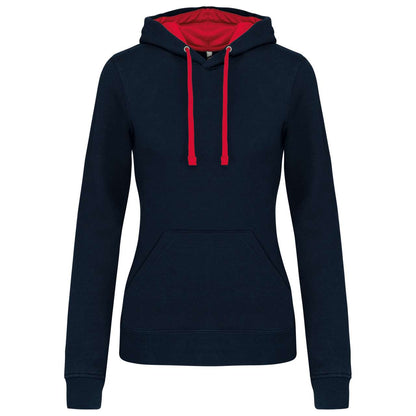 LADIES’ CONTRAST HOODED SWEATSHIRT - Navy/Red - Main