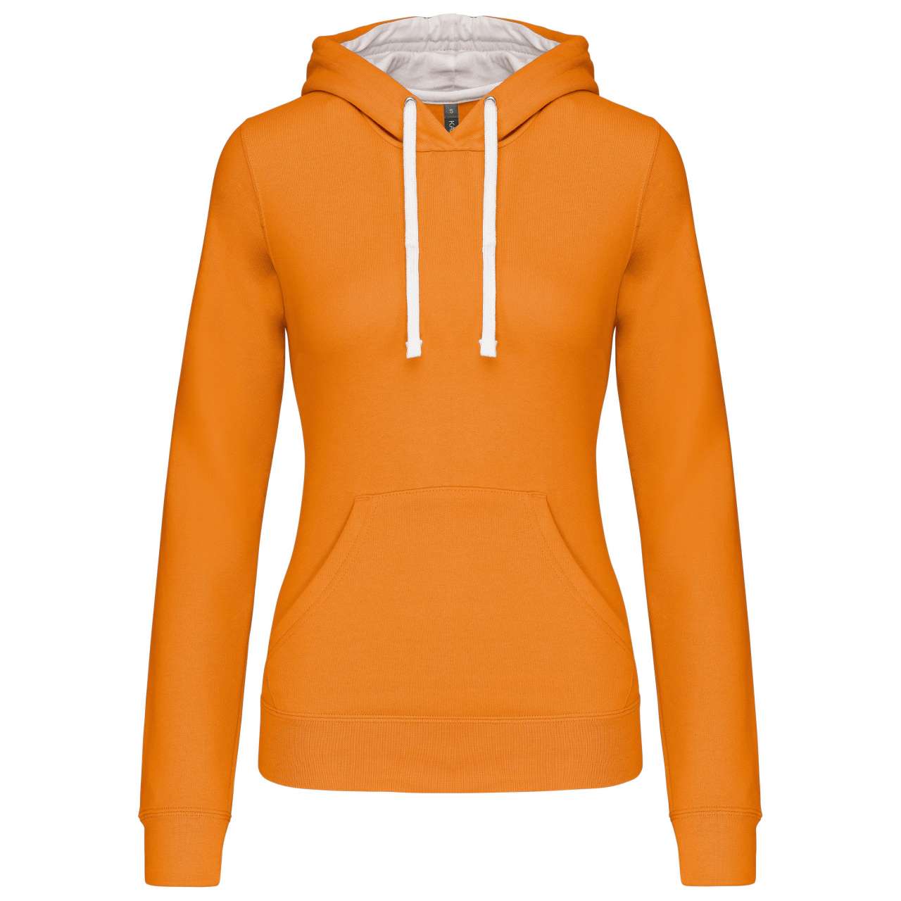 LADIES’ CONTRAST HOODED SWEATSHIRT - Orange/White - Main