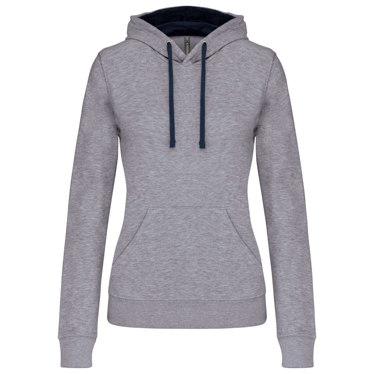LADIES’ CONTRAST HOODED SWEATSHIRT - Oxford Grey/Navy - Main