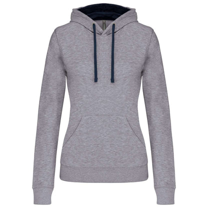 LADIES’ CONTRAST HOODED SWEATSHIRT - Oxford Grey/Navy - Main
