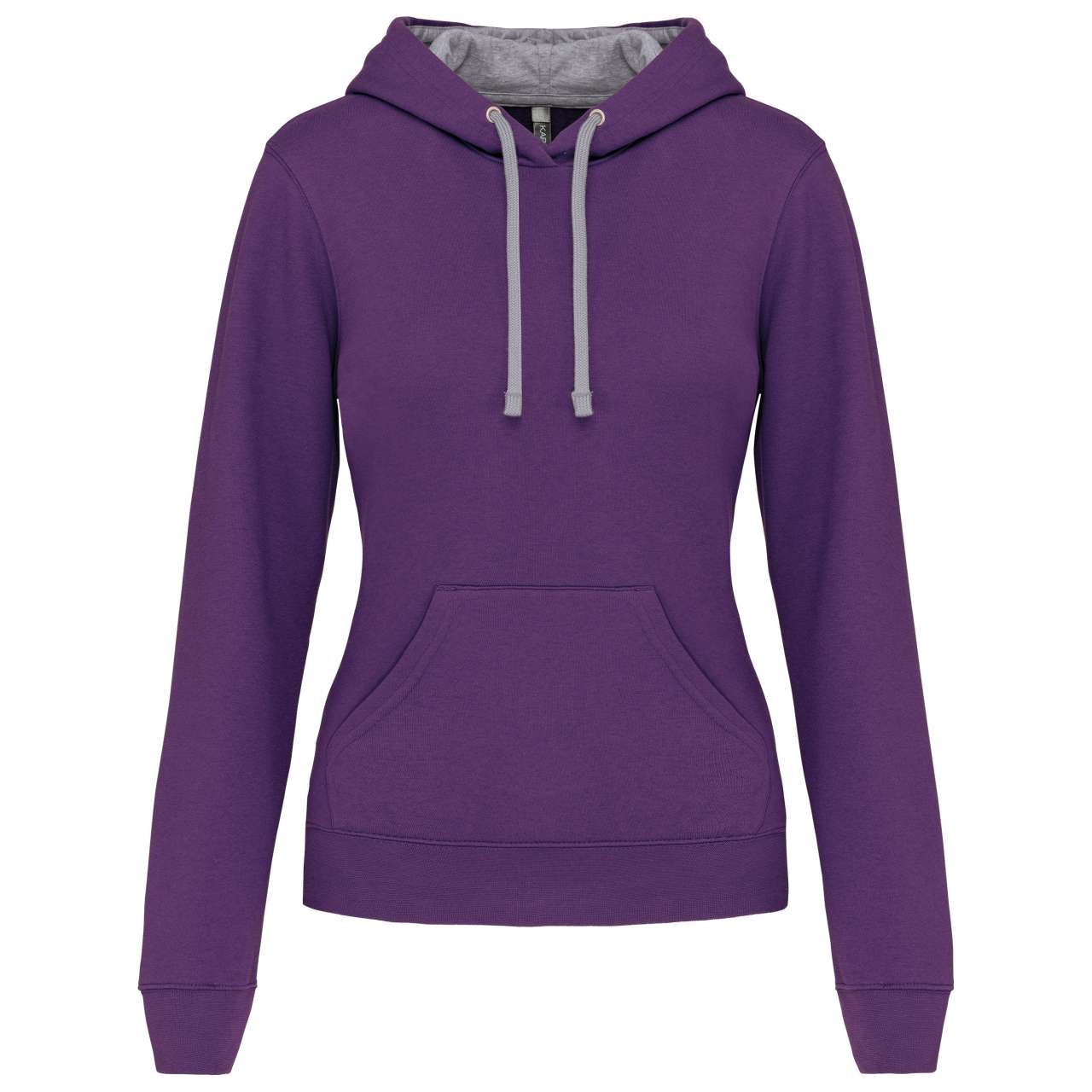LADIES’ CONTRAST HOODED SWEATSHIRT - Purple/Oxford Grey - Main