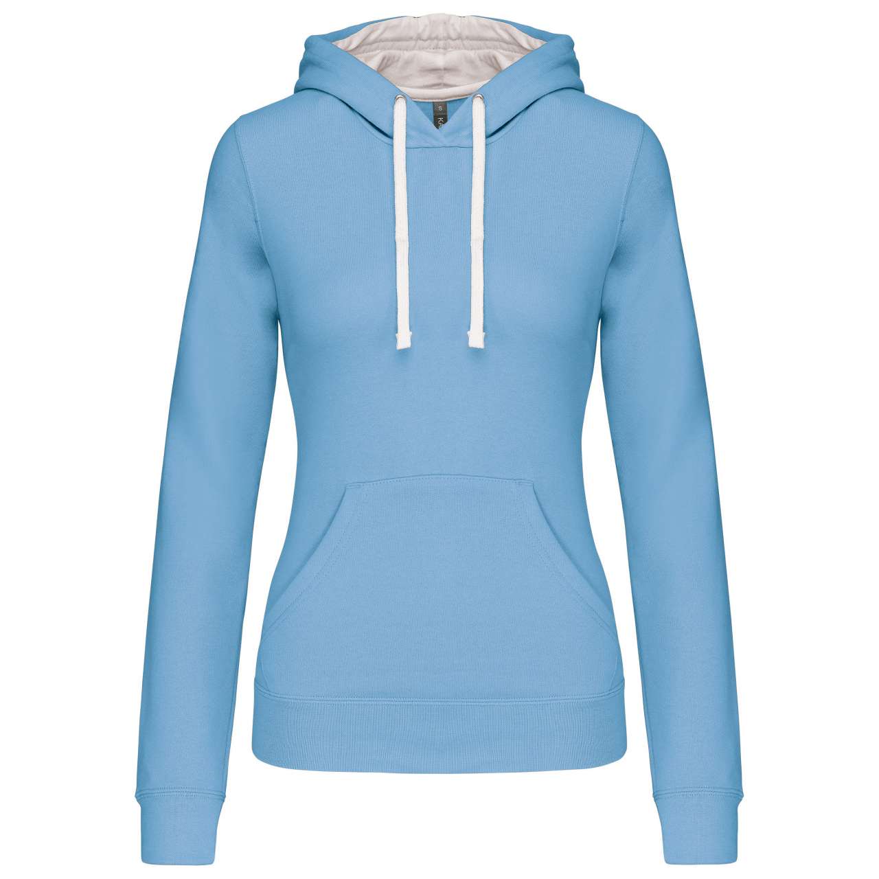 LADIES’ CONTRAST HOODED SWEATSHIRT - Sky Blue/White - Main