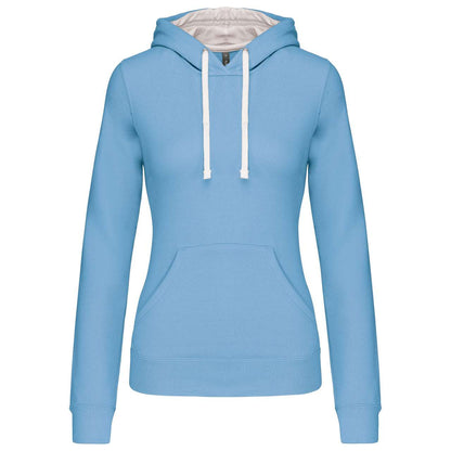 LADIES’ CONTRAST HOODED SWEATSHIRT - Sky Blue/White - Main