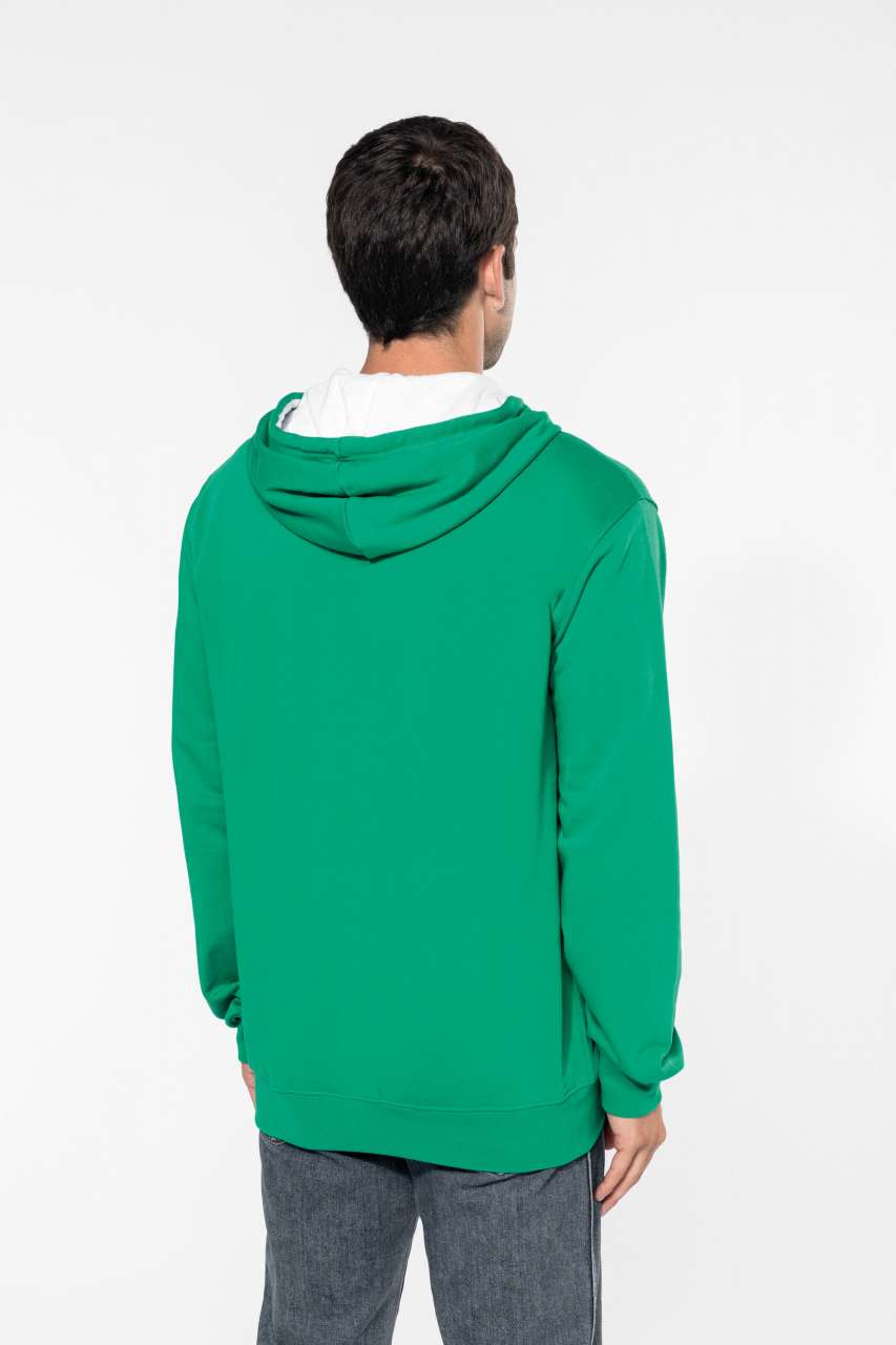 MEN'S CONTRAST HOODED FULL ZIP SWEATSHIRT - Black/Fine Grey - Additional