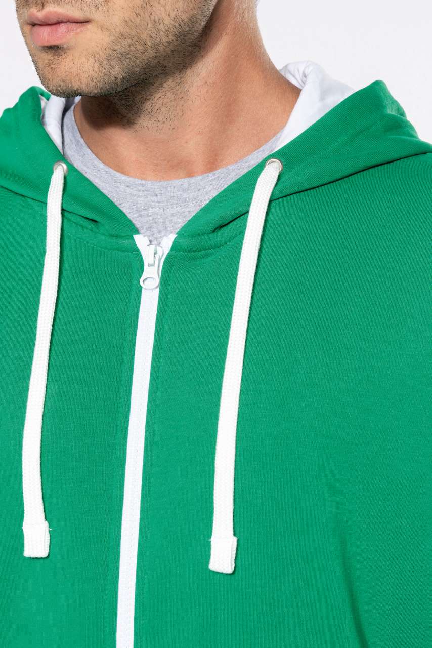 MEN'S CONTRAST HOODED FULL ZIP SWEATSHIRT - Black/Fine Grey - Additional