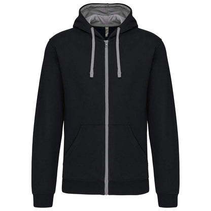 MEN'S CONTRAST HOODED FULL ZIP SWEATSHIRT - Black/Fine Grey - Main