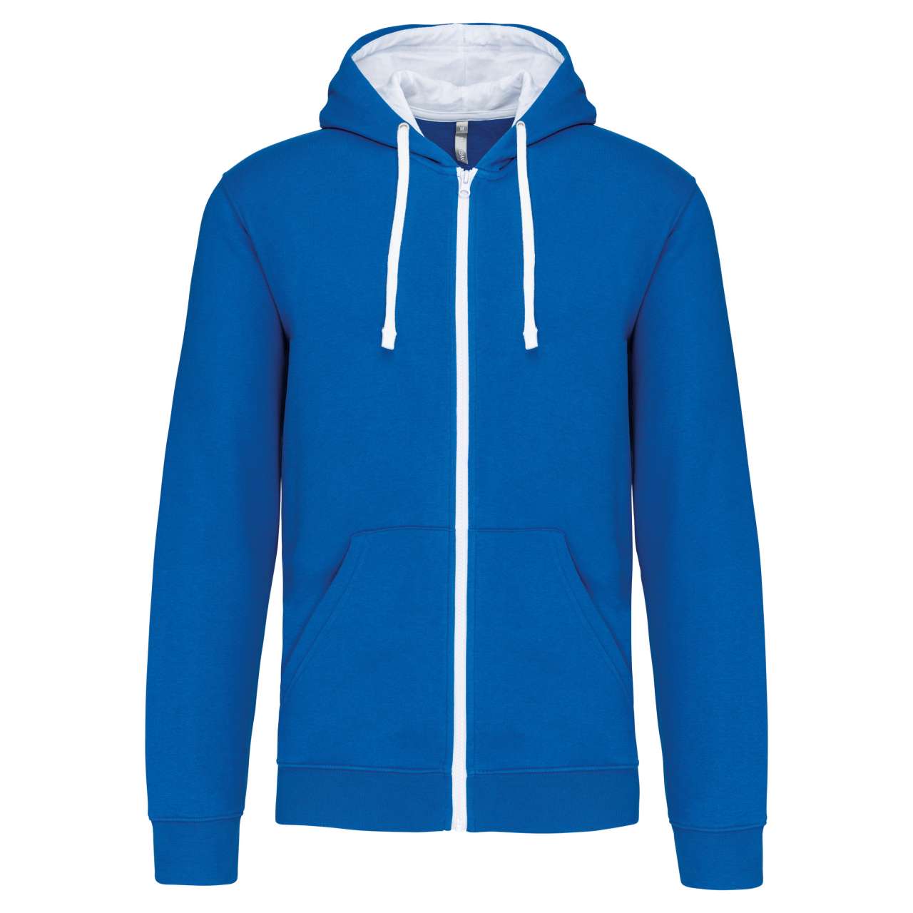 MEN'S CONTRAST HOODED FULL ZIP SWEATSHIRT - Light Royal Blue/White - Main