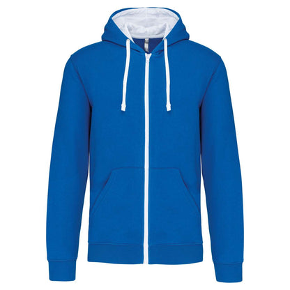 MEN'S CONTRAST HOODED FULL ZIP SWEATSHIRT - Light Royal Blue/White - Main