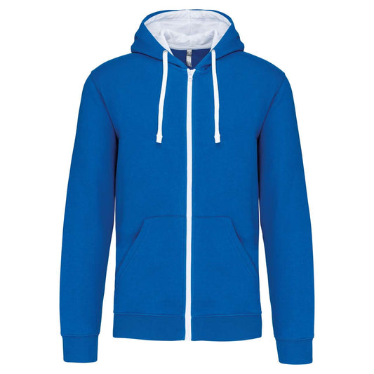 MEN'S CONTRAST HOODED FULL ZIP SWEATSHIRT - Light Royal Blue/White - Main