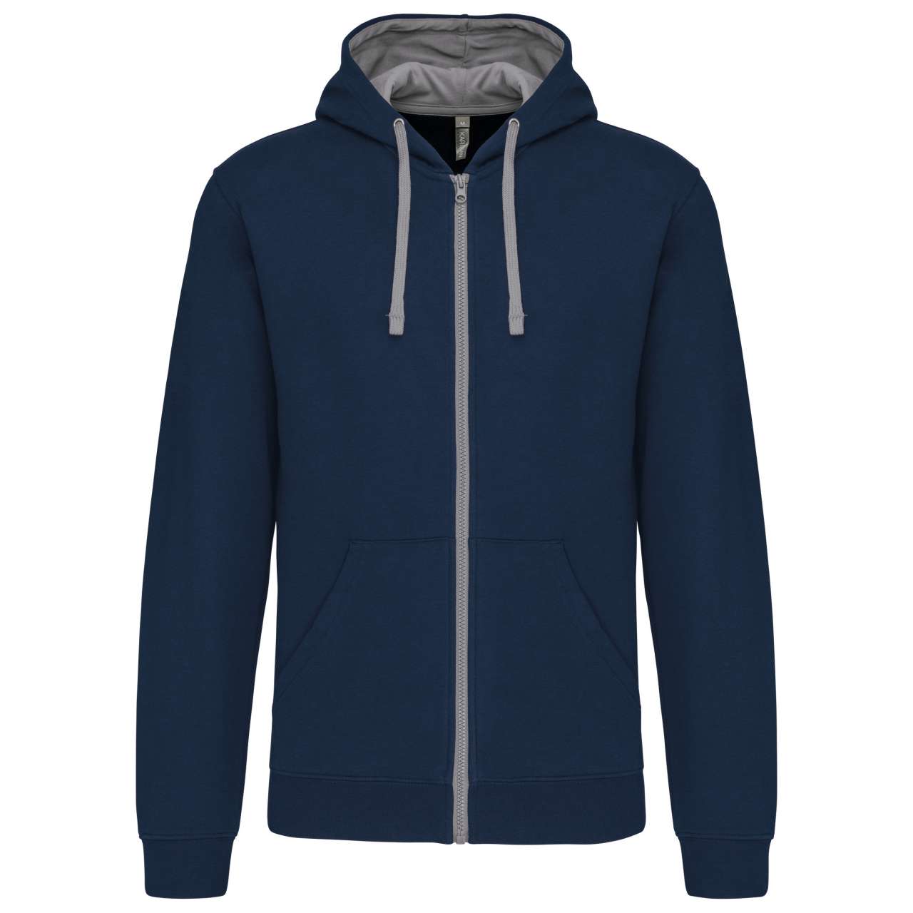 MEN'S CONTRAST HOODED FULL ZIP SWEATSHIRT - Navy/Fine Grey - Main