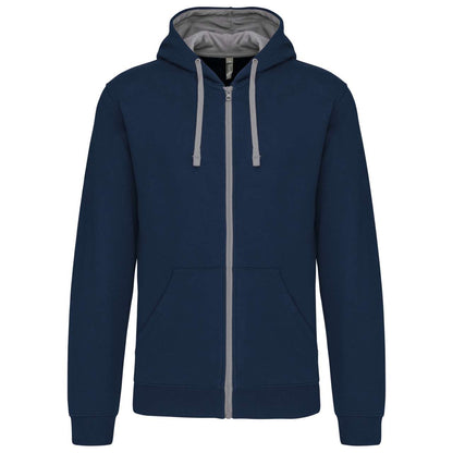 MEN'S CONTRAST HOODED FULL ZIP SWEATSHIRT - Navy/Fine Grey - Main